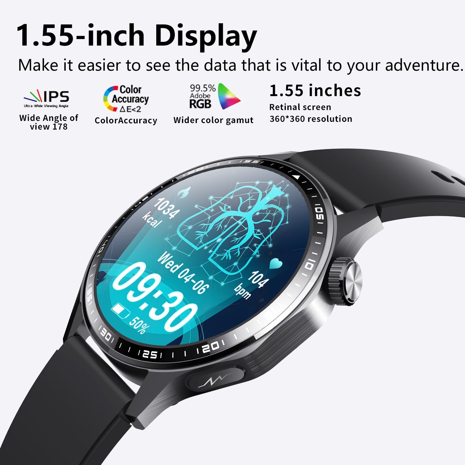 Advanced Health and Fitness Smartwatch with Tools to Manage Stress and Sleep, ECG App, SpO2, 24/7 Heart Rate-2