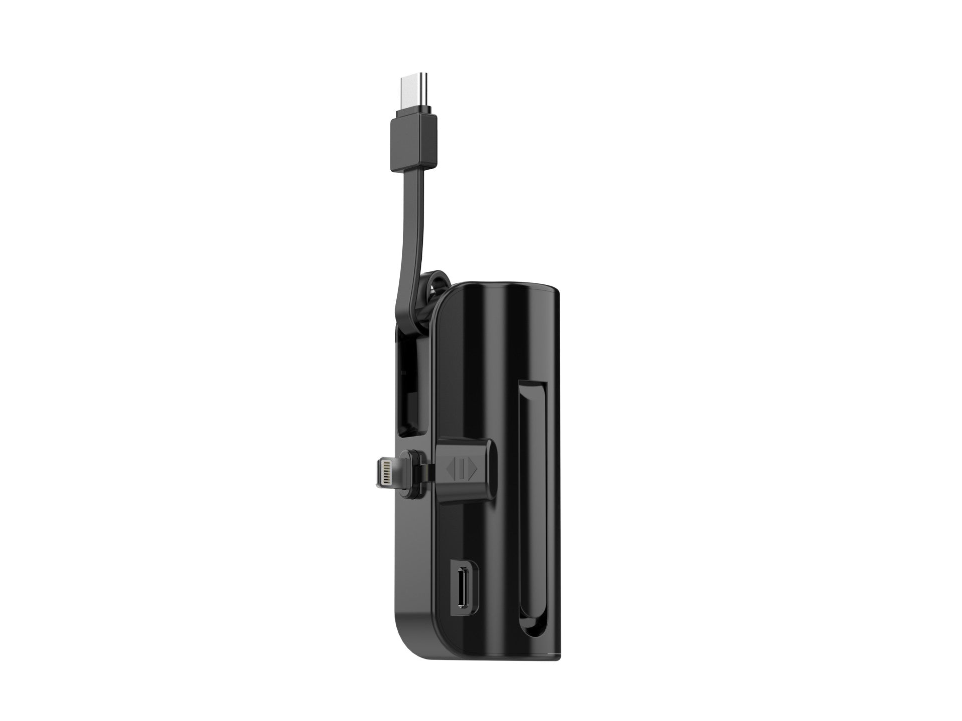 Carregador portátil Techancy 5000mAh, TF2777, cabo de carregamento 2 em 1 iP+Type-c com suporte para telemóvel, preto-0