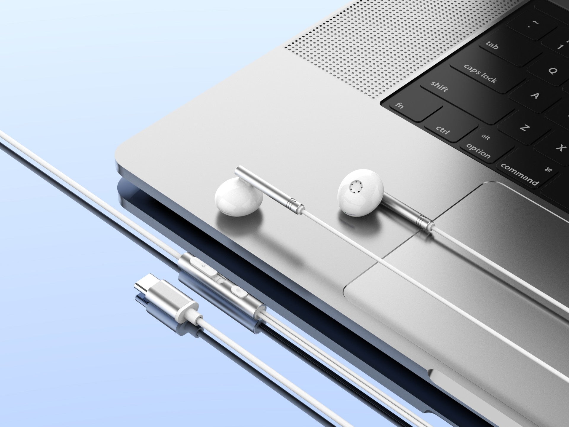 Techancy Auscultadores Estéreo Em Metal Branco TD8090, Porta Dsp/Type-C Compatível Com Samsung/Huawei/Xiaomi, Etc.-3