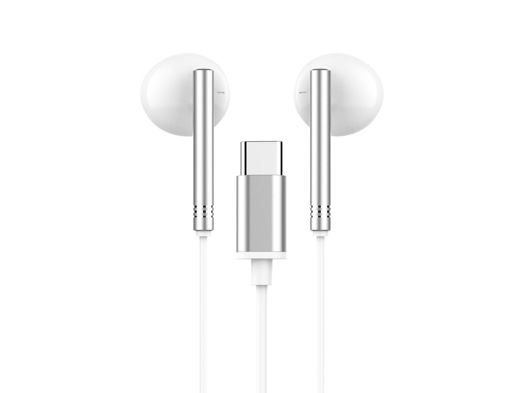 Techancy Auscultadores Estéreo Em Metal Branco TD8090, Porta Dsp/Type-C Compatível Com Samsung/Huawei/Xiaomi, Etc.-0