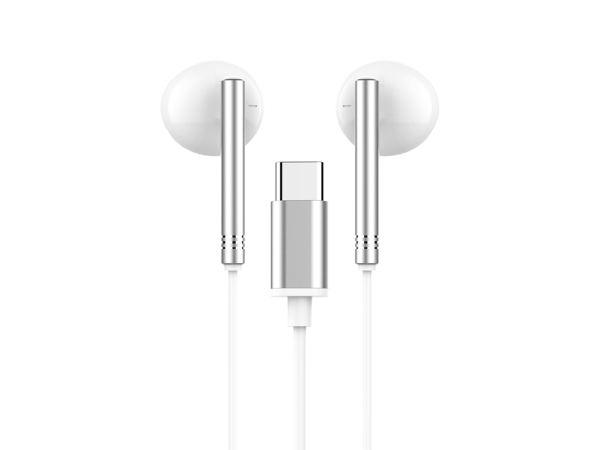Techancy Auscultadores Estéreo Em Metal Branco TD8090, Porta Dsp/Type-C Compatível Com Samsung/Huawei/Xiaomi, Etc.-0